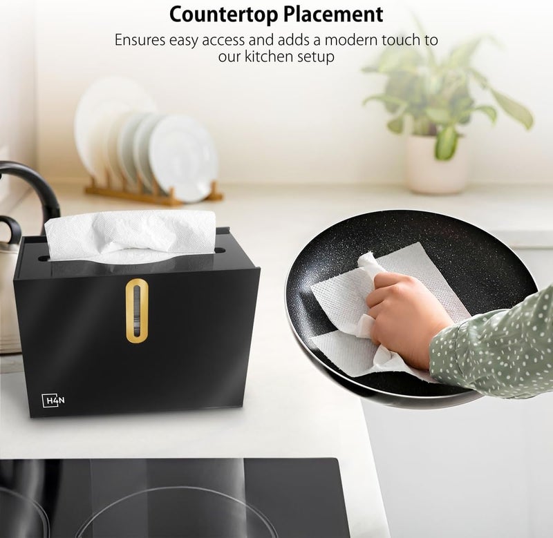 H4N Multifold Hand Paper Towel Dispenser Countertop, Compact Design, Single Sheet Dispensing for Home and Commercial Use, Black - Image 5